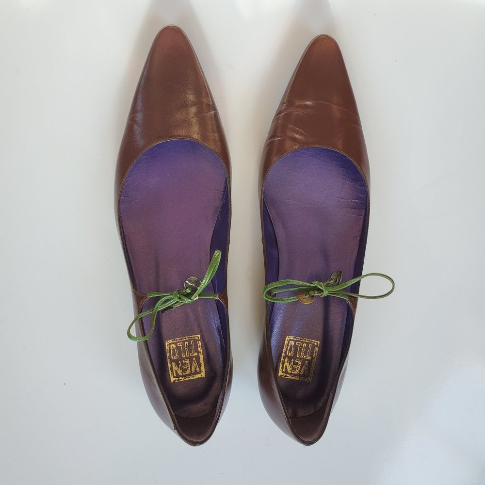 Ventilo flats pointed toe brown leather 38